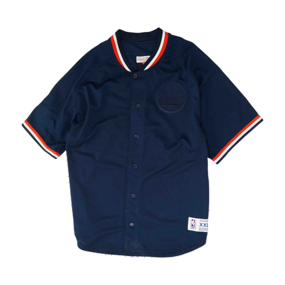 Navy Golden State Warriors Solid Short Sleeve Button Down