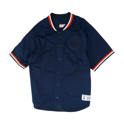Navy Golden State Warriors Solid Short Sleeve Button Down