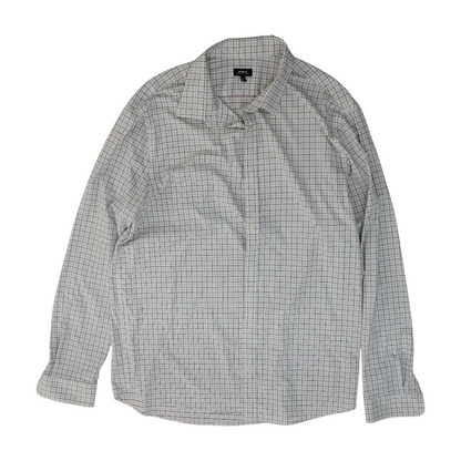 White Tall Check Long Sleeve Button Down