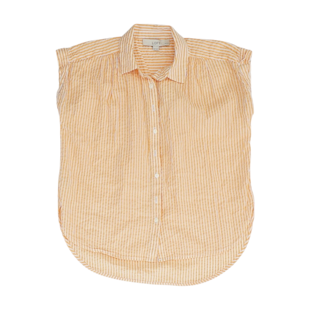 Orange Petite Striped Button Down
