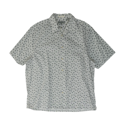 White Print Short Sleeve Button Down