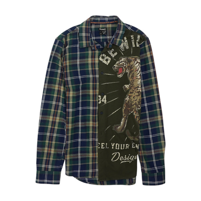 Navy Plaid Flannel Button Down