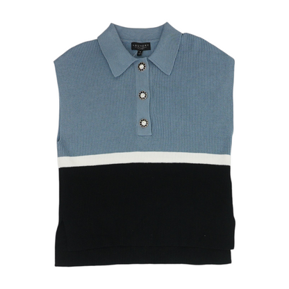 Blue Color Block Pullover Sweater