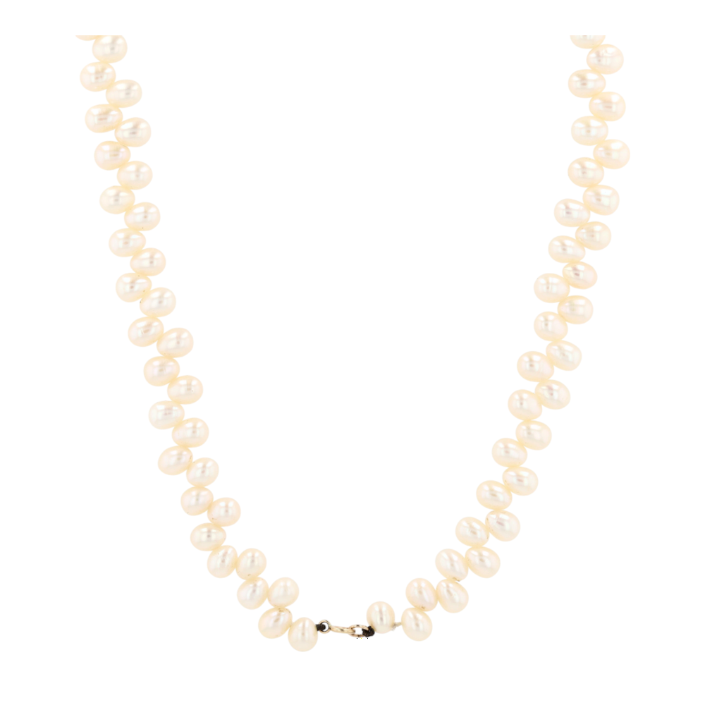 14K Yellow Gold Cultured Pearl Beaded Necklace