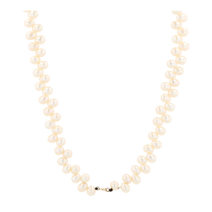 14K Yellow Gold Cultured Pearl Beaded Necklace