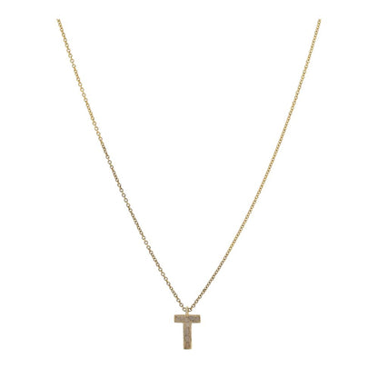 Gold Tone Letter T Pendant Necklace