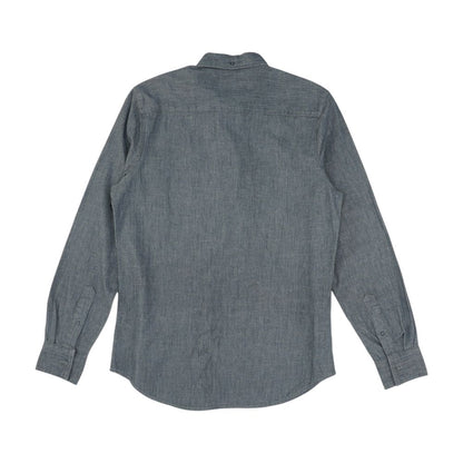Gray Solid Long Sleeve Button Down