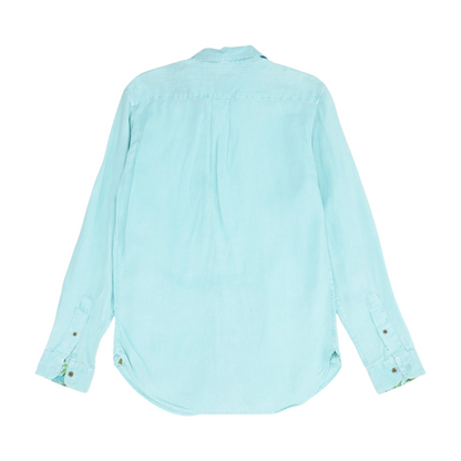 Green Solid Long Sleeve Button Down
