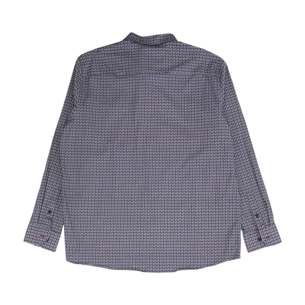 Navy Abstract Long Sleeve Button Down