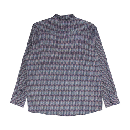 Navy Abstract Long Sleeve Button Down