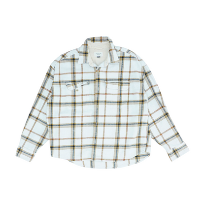 White Plaid Flannel Button Down