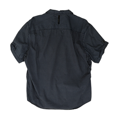 Navy Geometric Short Sleeve Button Down