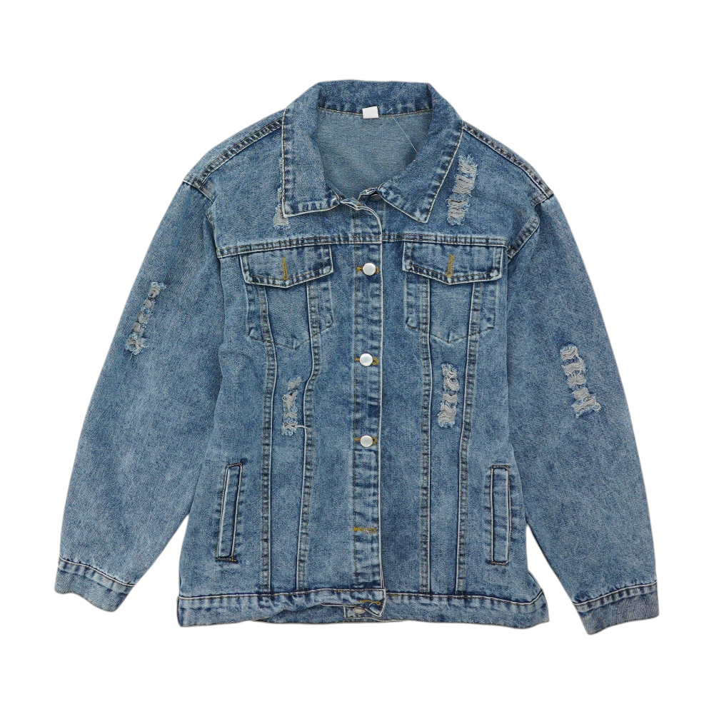 Blue Solid Denim Jacket
