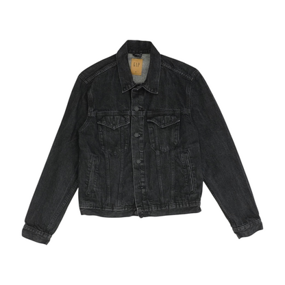 Black Solid Denim Jacket