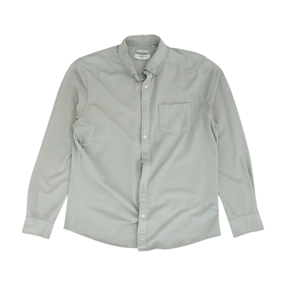 Gray Solid Long Sleeve Button Down