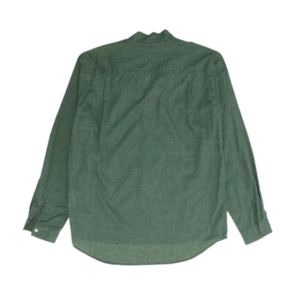 Green Solid Long Sleeve Button Down