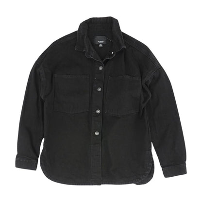 Black Solid Denim Jacket