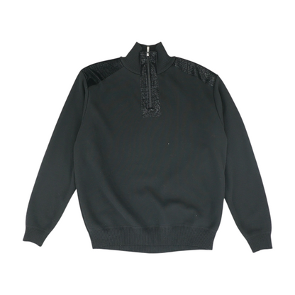 Black Solid 1/4 Zip Sweater