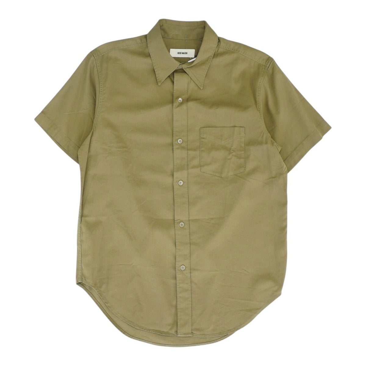 Green Solid Short Sleeve Button Down