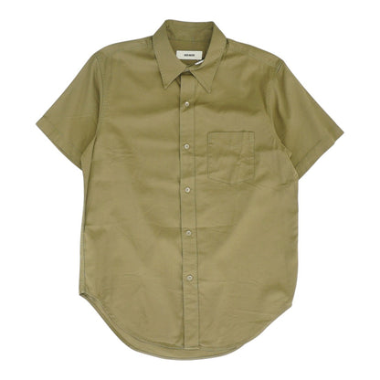 Green Solid Short Sleeve Button Down