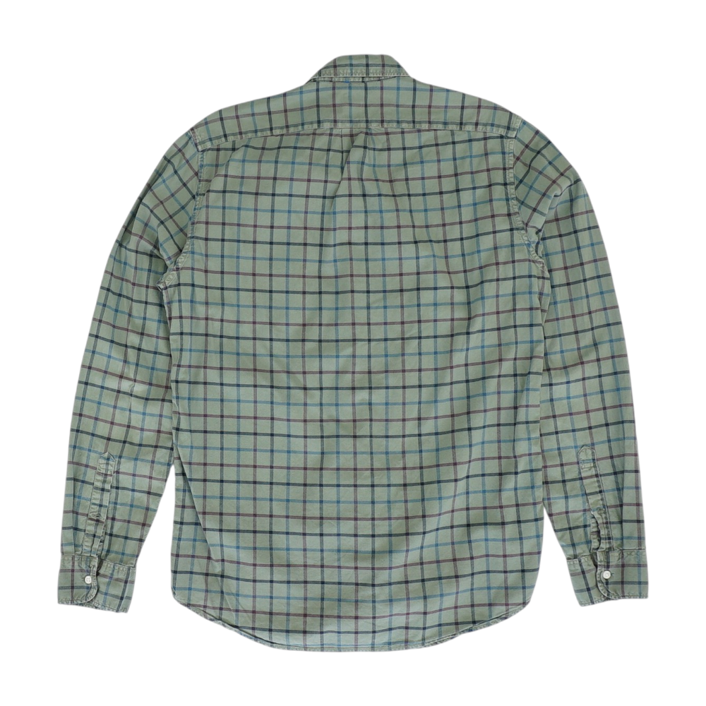 Green Tall Plaid Long Sleeve Button Down
