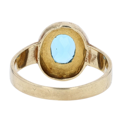 14K Yellow Gold Blue Stone Fashion Ring