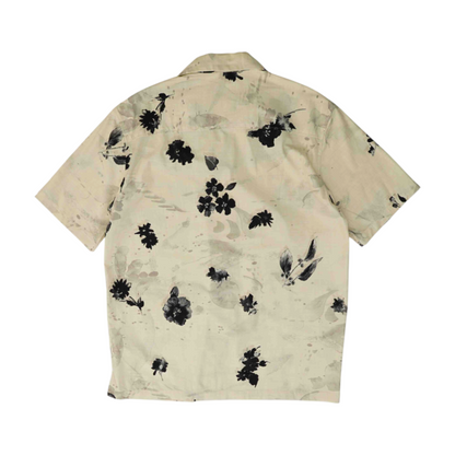 Cream Print Short Sleeve Button Down