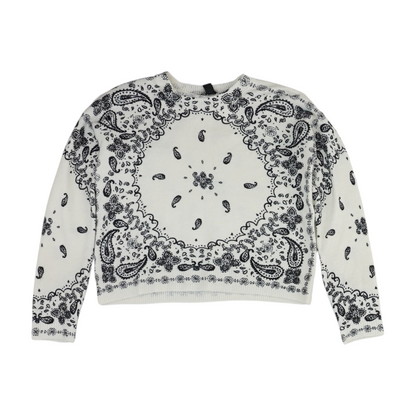 White Print Pullover Sweater