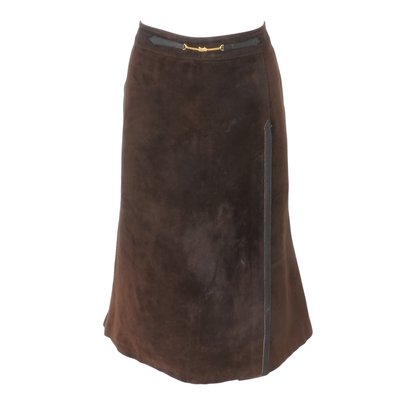 Vintage Brown Suede Midi Skirt