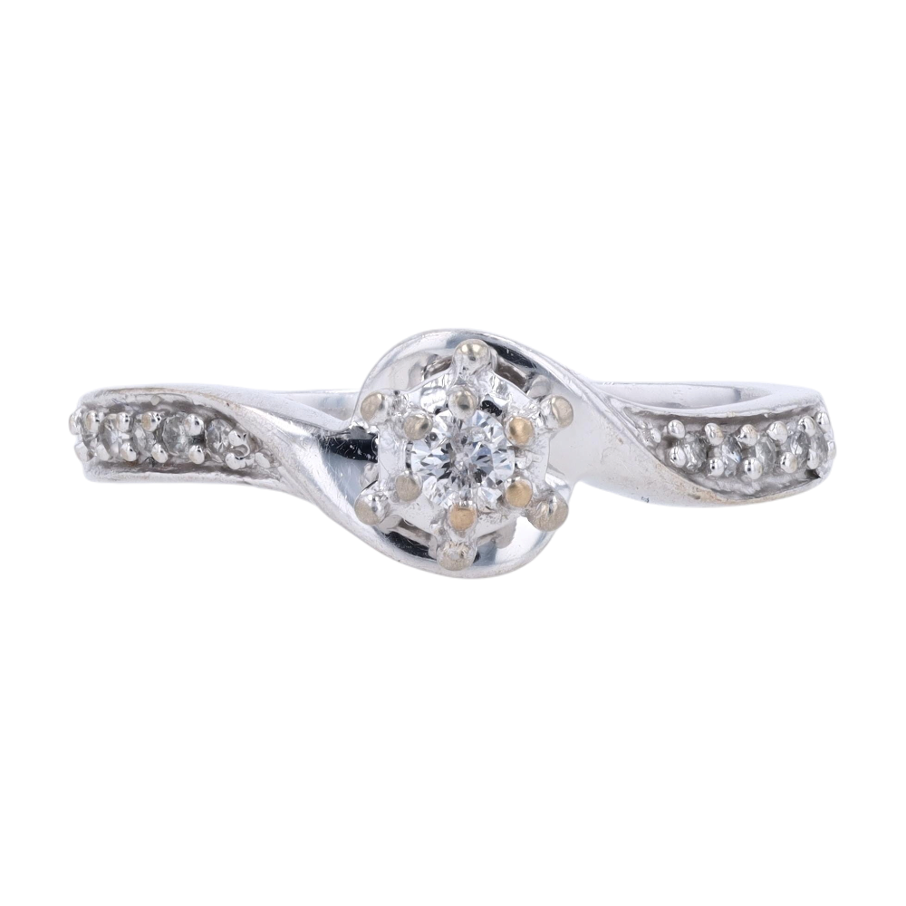 1/8 ctw 10K White Gold Diamond Engagement Ring