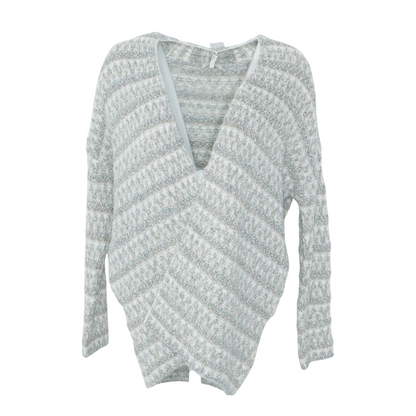 Gray Striped Cardigan Sweater