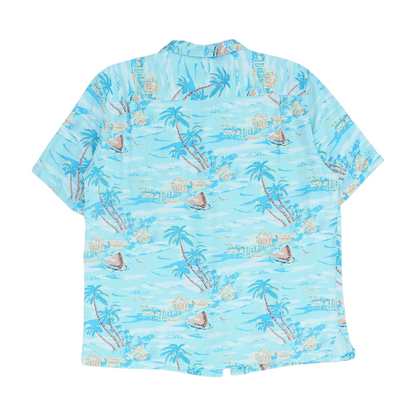 Blue Tropical Short Sleeve Button Down