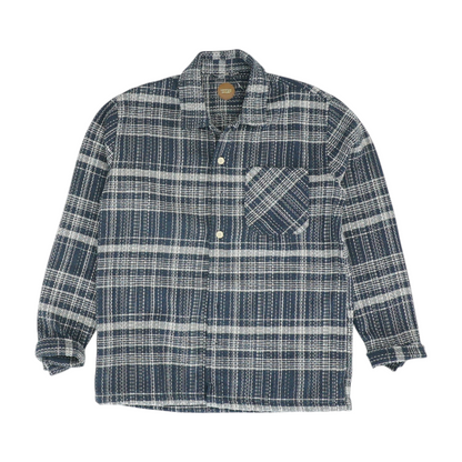 Navy Print Flannel Button Down