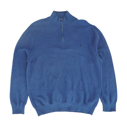 Blue Solid 1/4 Zip Sweater