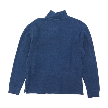 Blue Solid 1/4 Zip Pullover