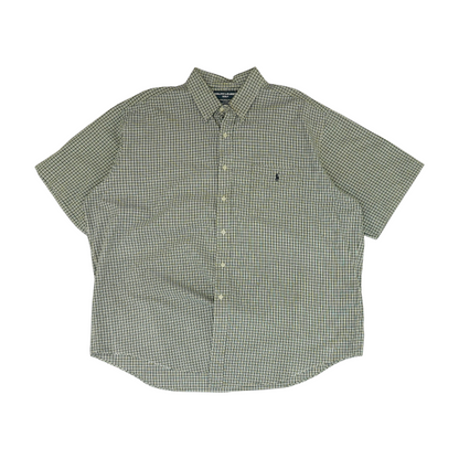 Green Plaid Short Sleeve Button Down