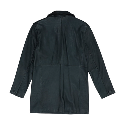 Black Solid Leather Jacket