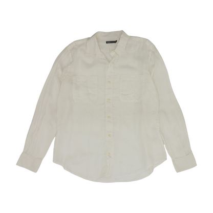 White Solid Long Sleeve Button Down