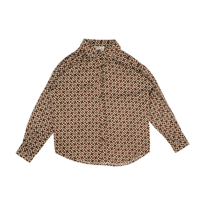 Brown Geometric Button Down
