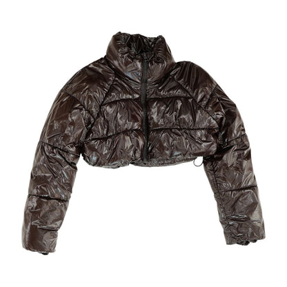 Brown Solid Puffer Jacket