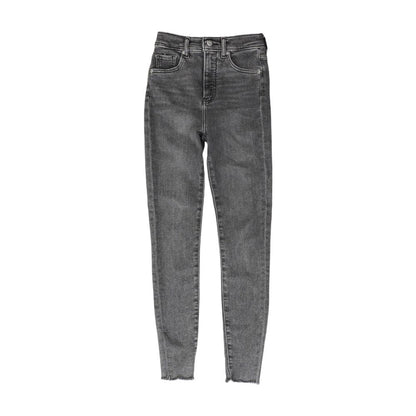 Gray Solid High Rise Skinny Leg Jeans