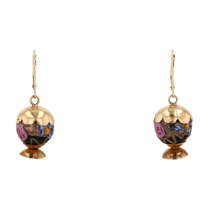 14K Yellow Gold Glass Dangle Earrings
