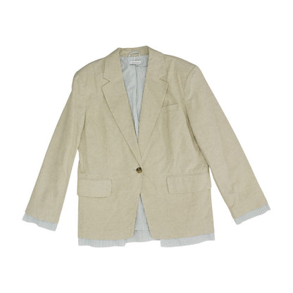 Beige Solid Blazer