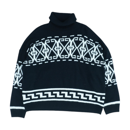 Black Graphic Pullover Sweater