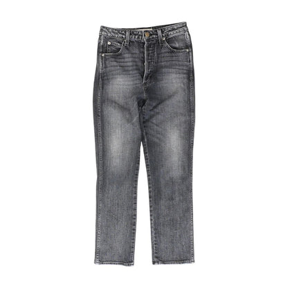 Gray Solid Mid Rise Jeans