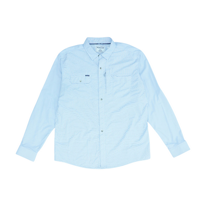 Blue Solid Long Sleeve Button Down