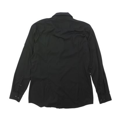 Black Solid Long Sleeve Button Down