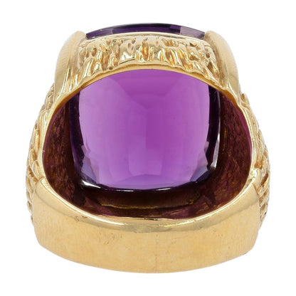 18K Gold Large Deep Purple Specialty Cut Square Stone Cocktail Ring