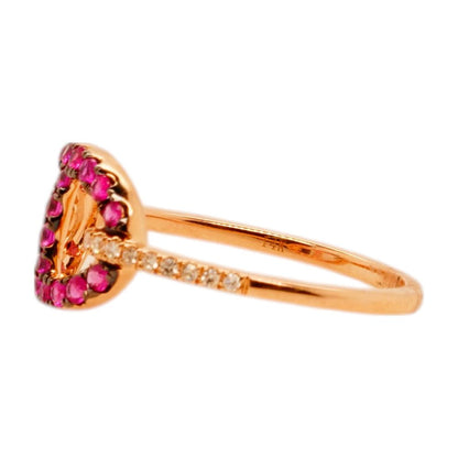 14K Rose Gold Ruby And Diamond Mariner Link Band