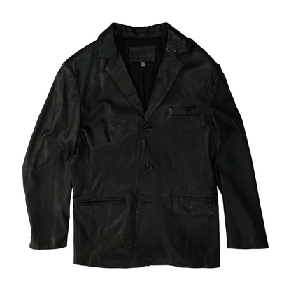 Black Solid Leather Jacket